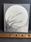Vintage Asian Original Painting,Pampas Grass & Full Moon, by Kaoru, 79 Years Old Pampas Grass