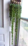 Set of 5 Pcs Pearl Bead Hangings Artificial Plant Plastic Home Wall Decoration Green Plant