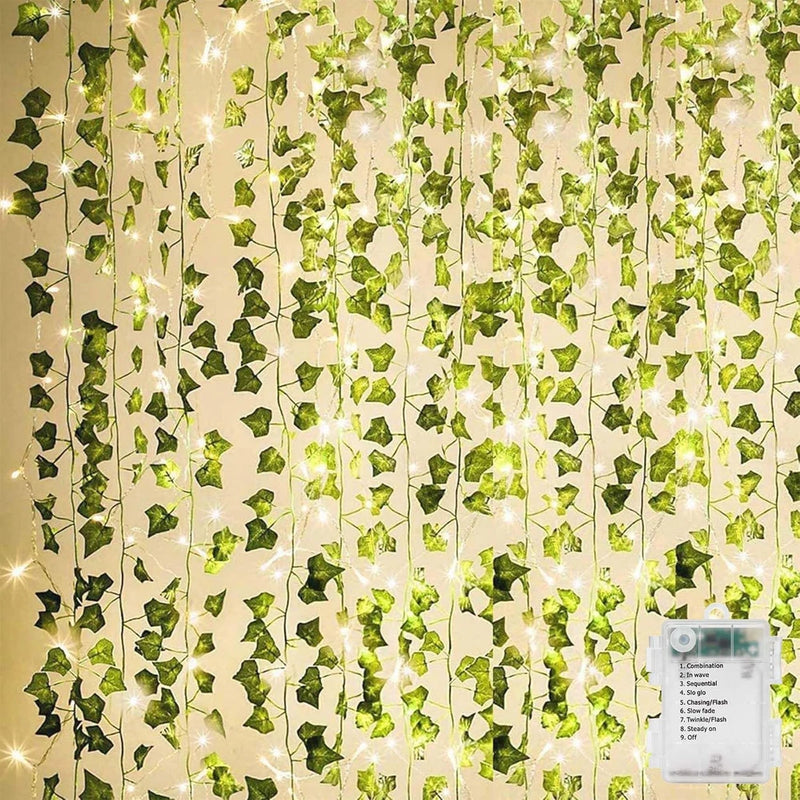 84Ft 12 Pack Artificial Ivy Garland Fake Plants, Vine Hanging Garland with CE... Green Plant