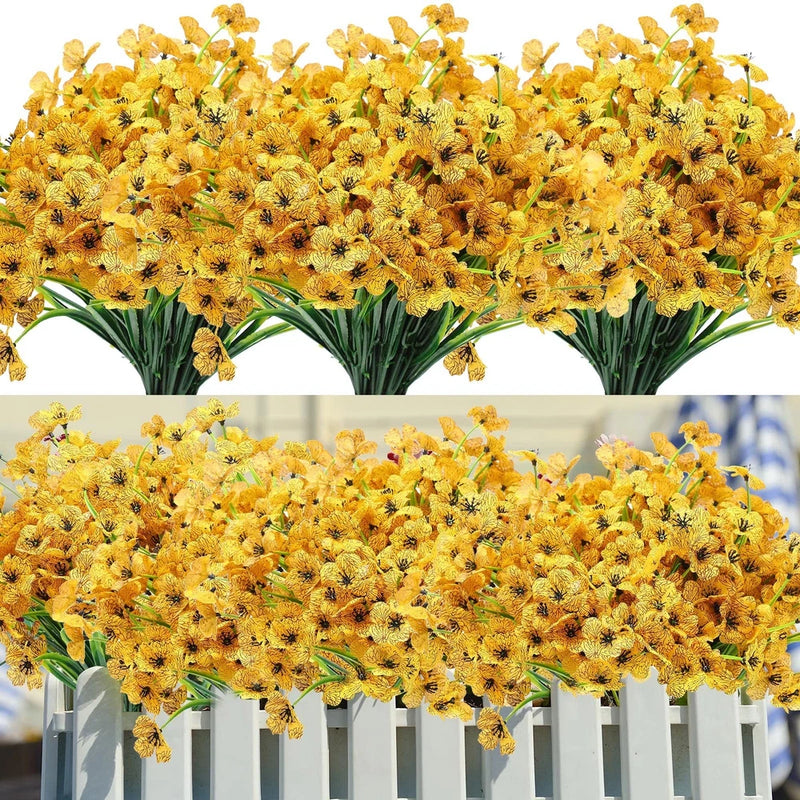 Jutom 24 Pcs Artificial Flowers Outdoor Decoration, UV Resistant Silk Fall Fa... Green Plant