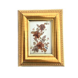 Vintage Framed Dried Pressed Hydrangea Flowers Leaves in Gold Frame 5" x 4" Dried Flower