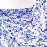 1 yard X 1.4meter China Blue White Flower Material Viscose Rayon Fabric For Robe Flowering Plants