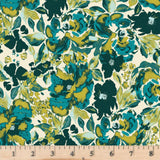 365 Fifth Avenue Dressing Room Teal AGF 85840 Cotton Fabric half yd cont cuts Flowering Plants
