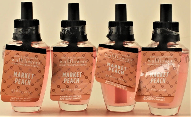QTY 4 - Bath & Body Works MARKET PEACH Wallflowers Home Fragrance Oil Refills Bouquet