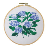 NEW Embroidery Kit w/Hoop Blue Hydrangea Flowers Beginner Craft DIY Gift Hydrangea