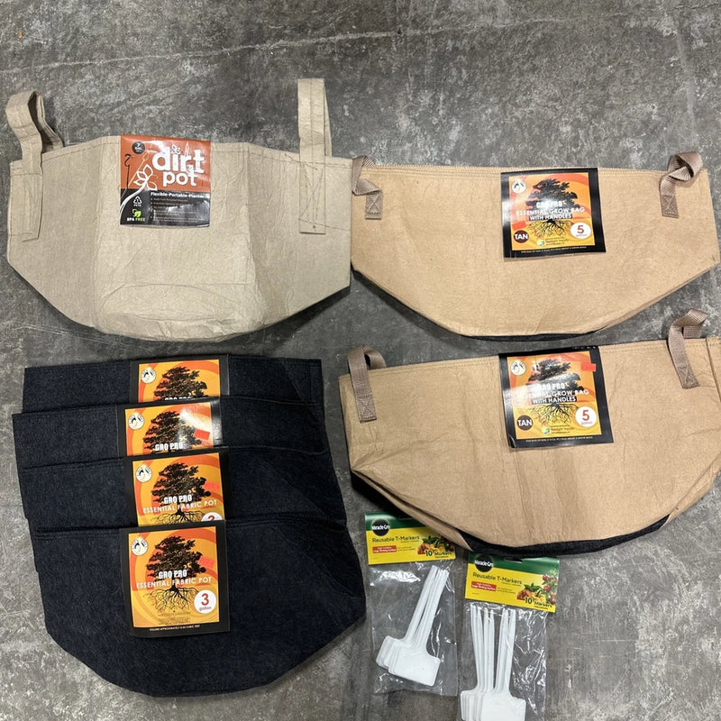 7pc Felt Fabric Plant Potting Bags 3 , 5 , 7 Gal NEW Garden Grow Planters 7 Asst Garden Plants