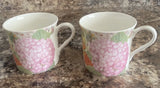STECHCOL ORANGE FLOWER & HYDRANGEA ON MINT Bone China Cylinder Mug Set Of 2 Hydrangea