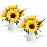 2 Pack Sunflower Potted Artificial Flowers Small Fake Plant,Yellow Sunflower ... Sunflower
