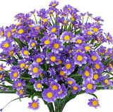 Artificial Daisies Flowers Outdoor UV Resistant Fake Plastic Flower Decor 4 Pack Green Plant