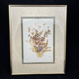 8x10 Dried Pressed Flower Wall Art Gold Metal Frame Artist Signed Matted Dried Flower