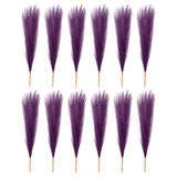 12 Pcs 17 Inch Faux Pampas Grass Artificial Boho Decor Dark Purple Dried Flower
