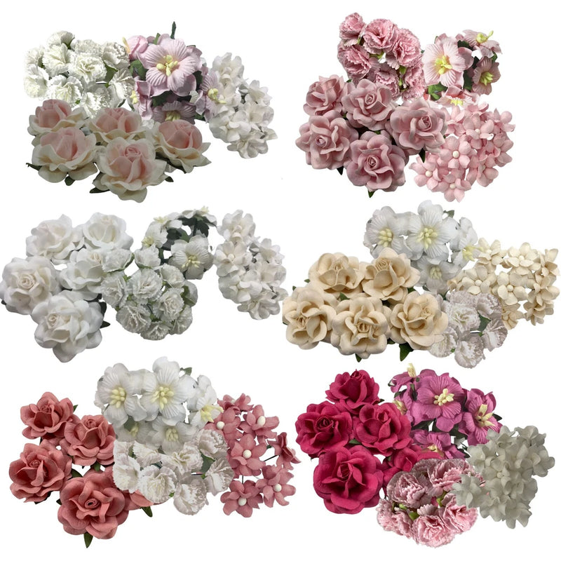 30 Paper Flower Roses Carnation Wedding Craft Scrapbook Card-Making DIY Corsage Carnation