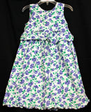 Cary Nowell Purple Carnations Flower Dress sz 4 Tank Spring Summer Ruffles Bows Carnation