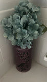 Purple Ceramic Vase Floral/Bird Pattern Blue Artifical Hydrangeas Home Decor Hydrangea
