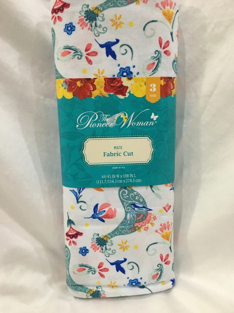 PIONEER WOMAN 44" x  108" 3 YRD  Mazie 100%COTTON FABRIC New Flowering Plants
