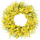 Sggvecsy Spring Wreath with Forsythia Flowers, Yellow Daisies and Daisies