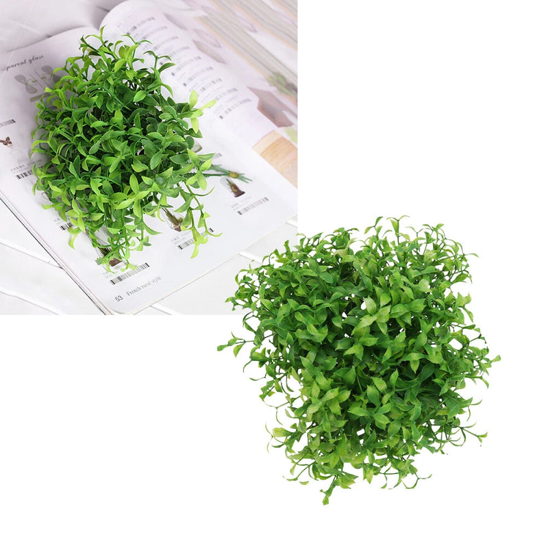 12-piece simulated bonsai tree ornament with bright green leafy foliage