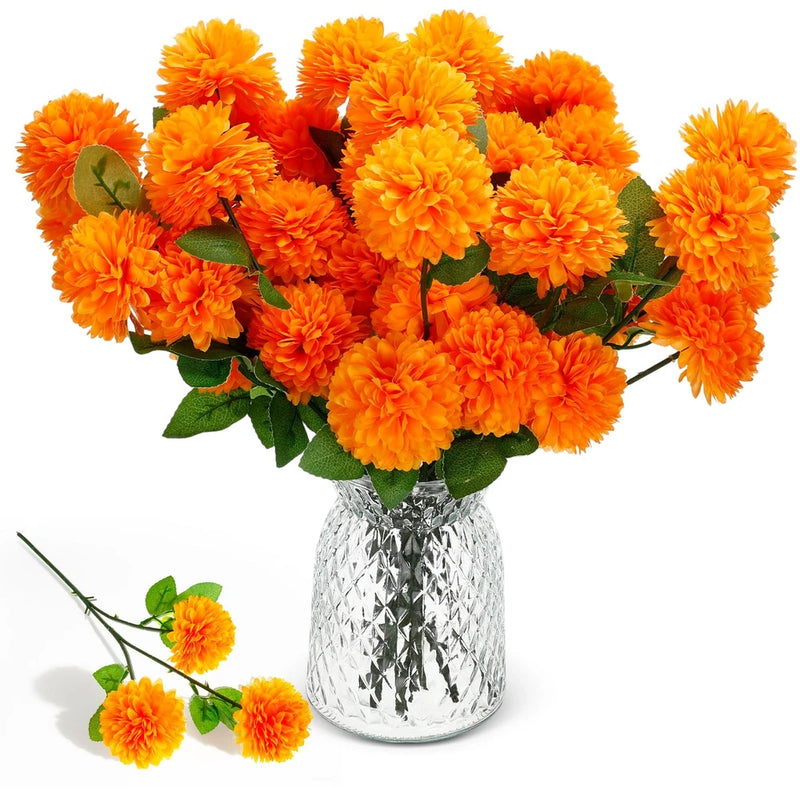 48 Heads Artificial Chrysanthemum Flowers Bouquets Plastic Hydrangea Silk Mum... Hydrangea