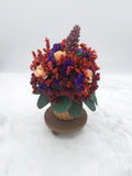 Handmade Rose & Statice Dried/Silk Flower Arrangement w/ Vintage Basket Dried Flower