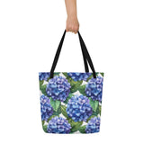 Hydrangea Flower Theme Floral All-Over Print Large Tote Bag Hydrangea