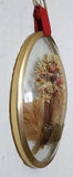 VTG FIORI VERI Herbarium Dried Flowers 5" Oval Convex Glass Gold Frame Boho Art Dried Flower