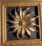 Vintage Crown Trifari Large Brushed Gold Tone Sunflower Pin Brooch Signed Sunflower