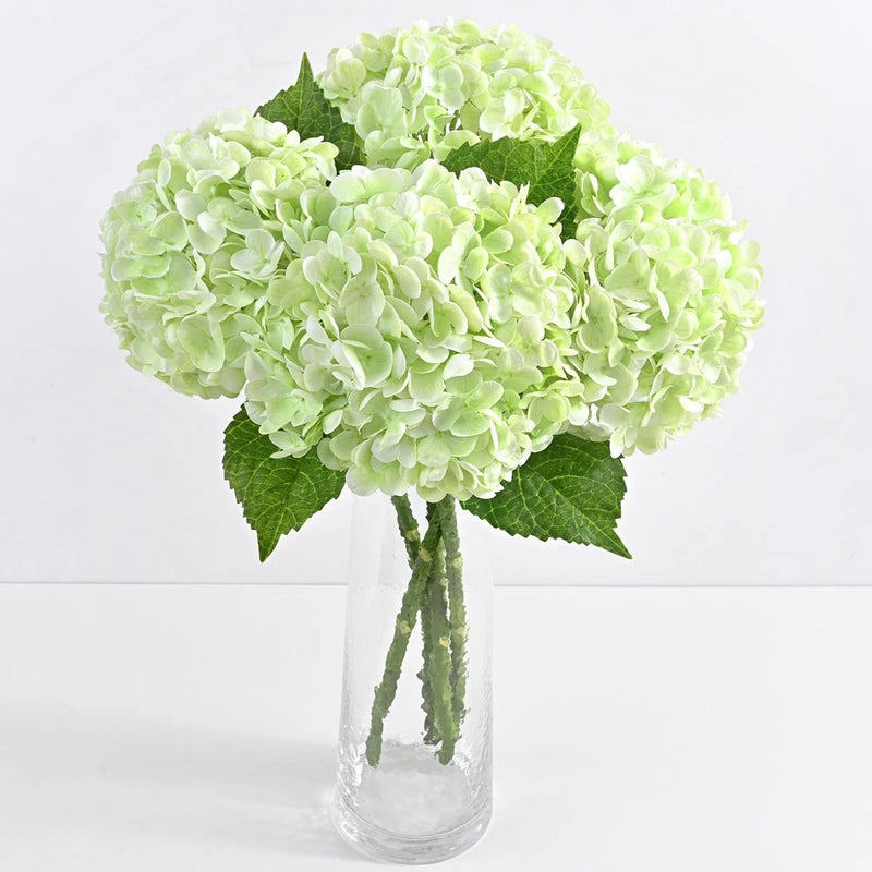 3 Pcs Real Touch Hydrangea Artificial Flowers, 21" Light Green Full Faux Hydr... Hydrangea