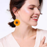1 Pair Stylish Earrings Eardrop Fashion Flower Earrings Acrylic Dangle Earrings Sunflower