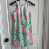 Lily Pulitzer Hydrangea Print Halter Dress With Lace Detail EUC - Cotton Size 0 Hydrangea