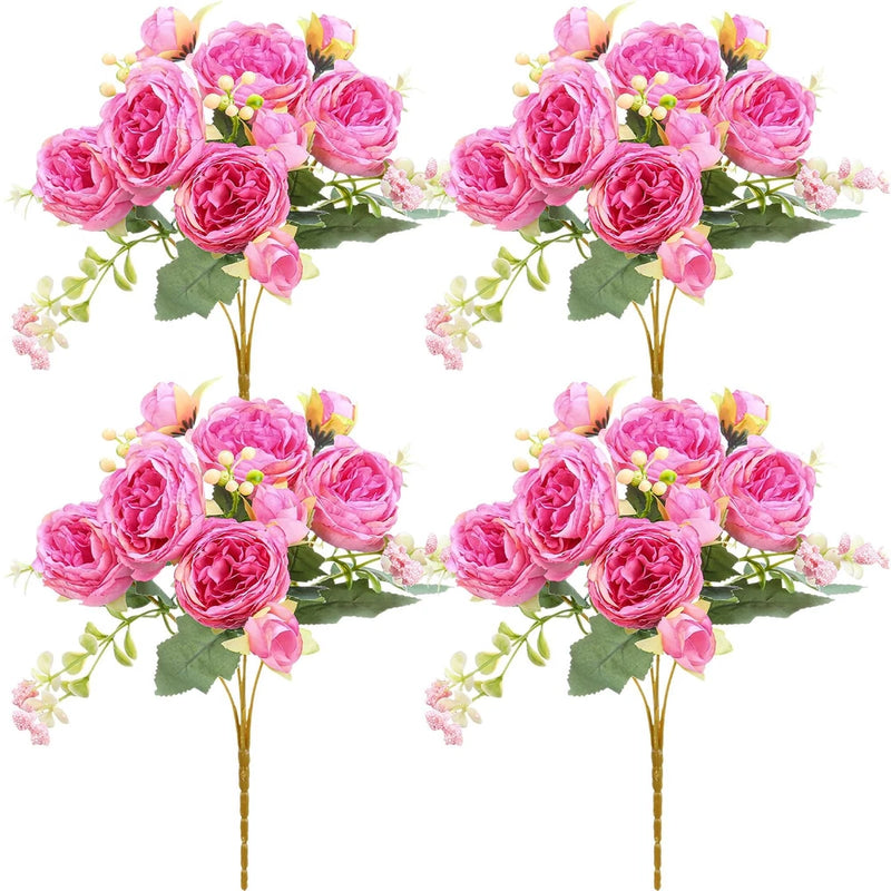 4 Bundles Peonies Artificial Flowers Faux Peonies Wedding Artificial Flower B... Peony