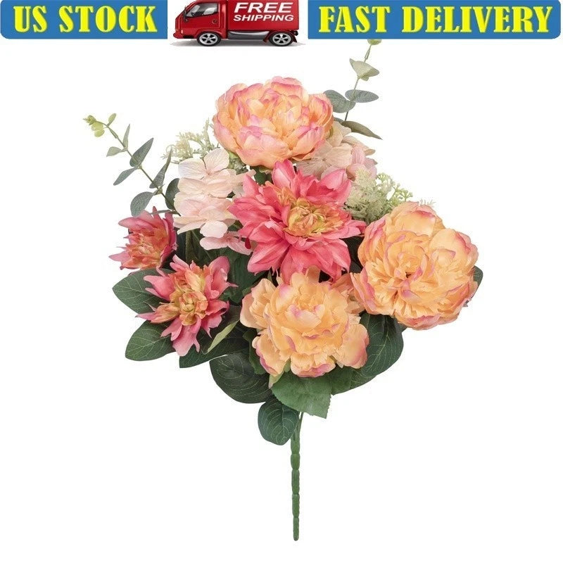 23 Inch Artificial Flower Bouquet Peony Dahlia Eucalyptus Indoor Decoration New Hydrangea