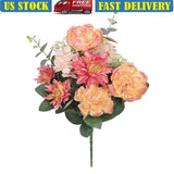 23 Inch Artificial Flower Bouquet Peony Dahlia Eucalyptus Indoor Decoration New Hydrangea