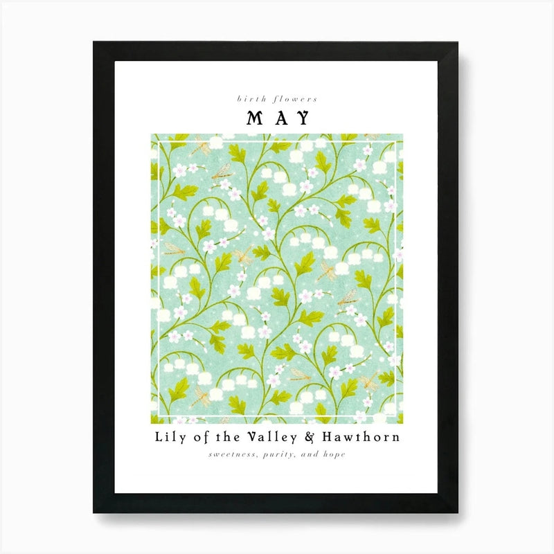 May Birth Flowers Lily Of The Valle Framed Wall Art Poster Canvas Print Picture Lily