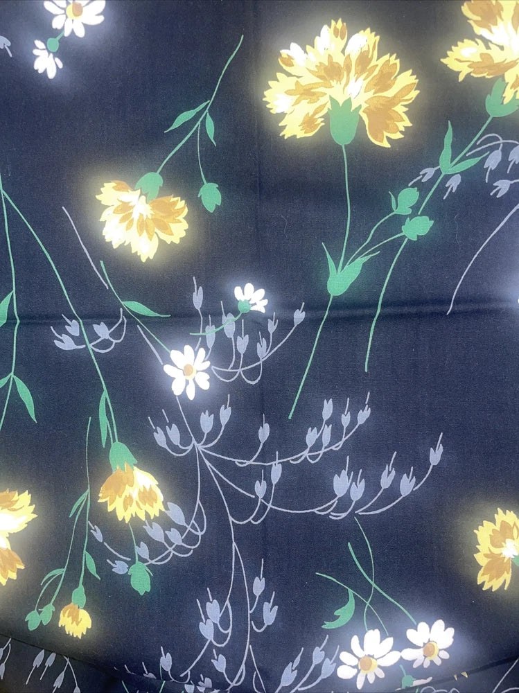 Yellow Carnations White Daisy Flower on Black cotton Fabric 2.8 Yards x 38Ó (W) Carnation