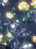 Yellow Carnations White Daisy Flower on Black cotton Fabric 2.8 Yards x 38Ó (W) Carnation