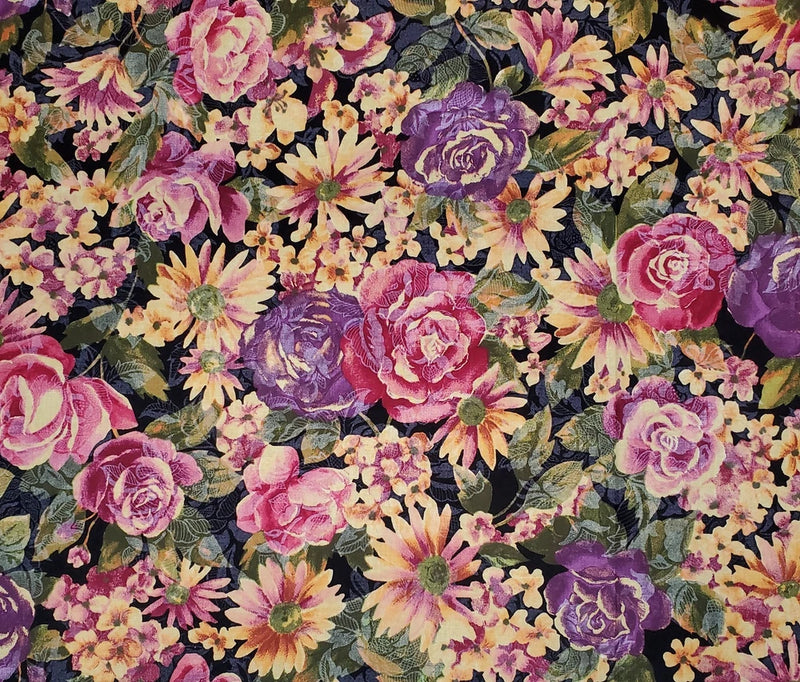 Floral Fabric Roses Daisies Classic Cottons 2 Yards 2004 Precut Roses