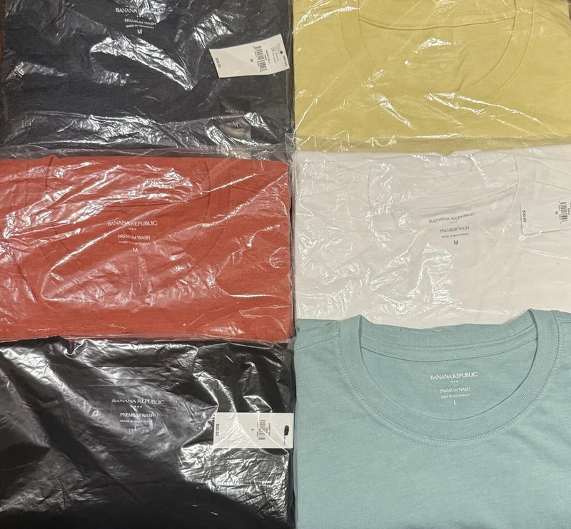 Men's short-sleeve crew-neck premium wash T-shirts, assorted colors in folded pack