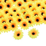 100pcs Artificial Daisies Flower Heads,1.6" Silk Fake Daisies Black/Light Yellow Daisies