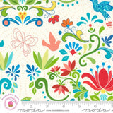 Moda LAND OF  ENCHANTMENT 45030 11 White Multi Floral SARIDITTY Quilt Fabric Flowering Plants