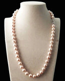 8/10/12mm Light Pink South Sea Shell Pearl Round Beaded Necklace 14-48 Inches Roses