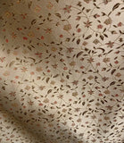 Gold Small Floral - Faux Silk Brocade Fabric Flowering Plants