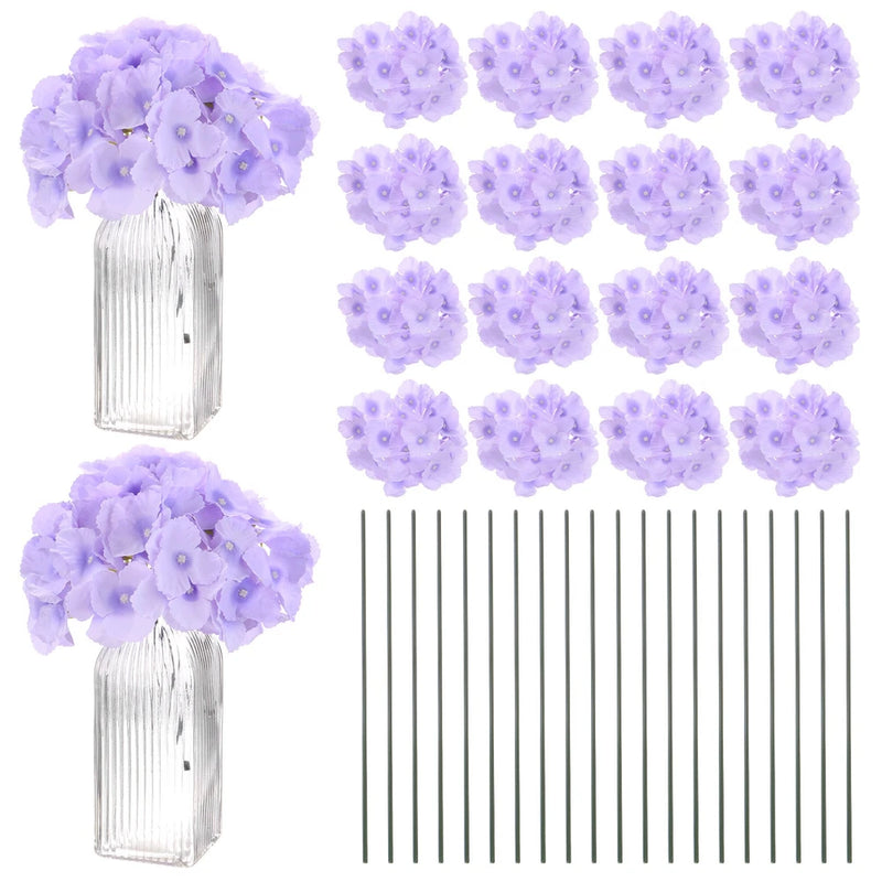 40-Pack Silk Hydrangea Flowers for Home Decor [Light Purple] Hydrangea