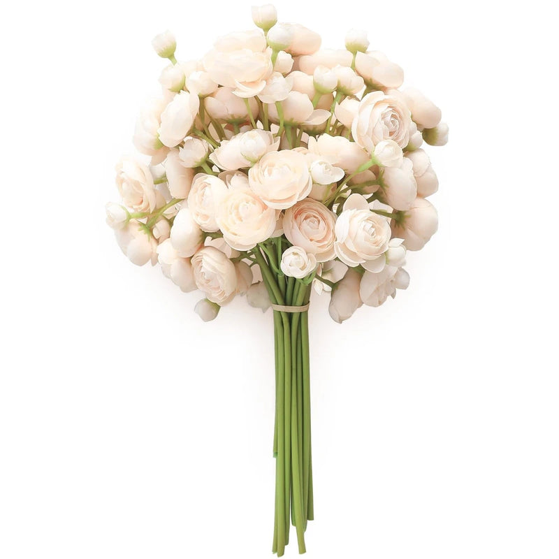Floroom Ranunculus Artificial Flowers 18 Pcs Champagne Faux Silk Mini Ranuncu... Ranunculus