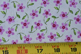 By 1/2 Yd, Vintage, Pink Flowers & Green Leaves on Cream Quilt Cotton, P7640 Flowering Plants