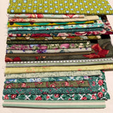 Shades of Green Cotton Fabric Remnants Ranging from 6