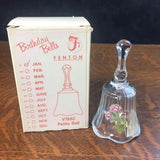 Vintage Fenton Petite Glass Birthday Bell January Carnation w/ Original Box Carnation