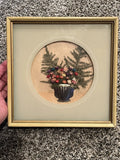 VINTAGE DRIED FLOWERS WALL ART UNDER GLASS 8 1/2Ó X 8 1/2Ó WOODEN FRAME Dried Flower