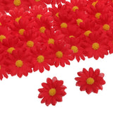 100pcs Artificial Daisies Flower Heads,1.6" Silk Fake Daisies Heads, Red Daisies