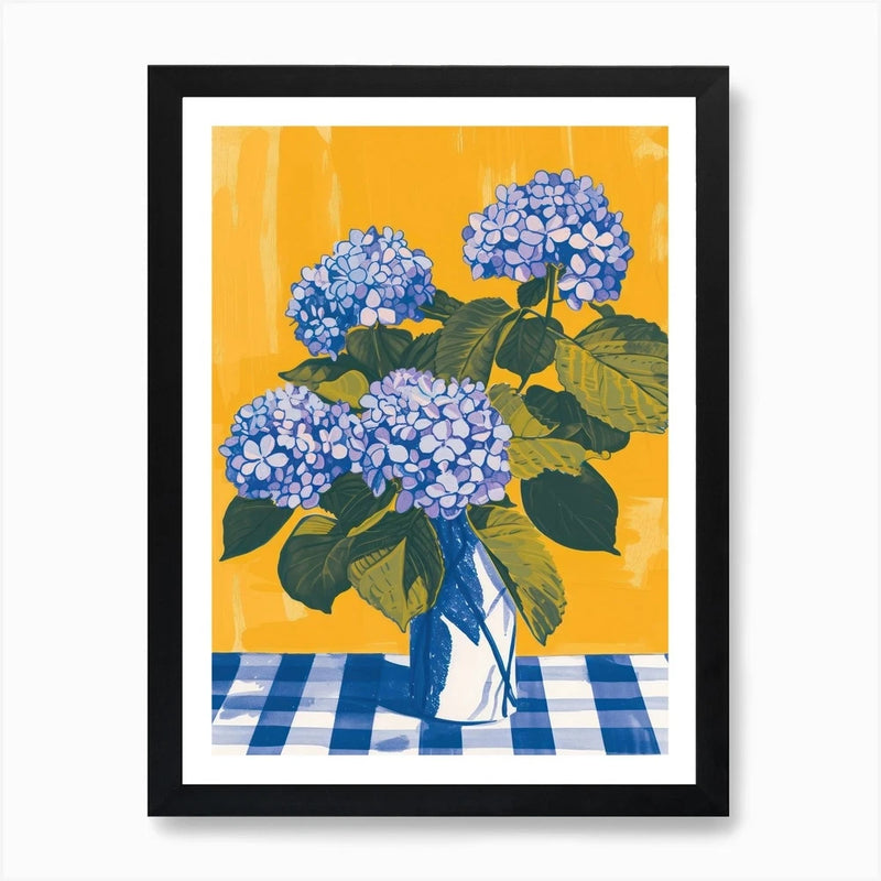 Hydrangea Flowers On A Table   Cont Framed Wall Art Poster Canvas Print Picture Hydrangea