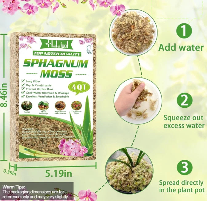 4 Sphagnum Moss  Premium Natural Orchid Terrarium Reptile Substrate Indoor Plant Orchids